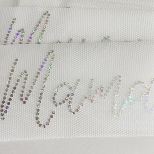 4" Mama SPANGLE Transfer - COLD PEEL - Perfect for Hats