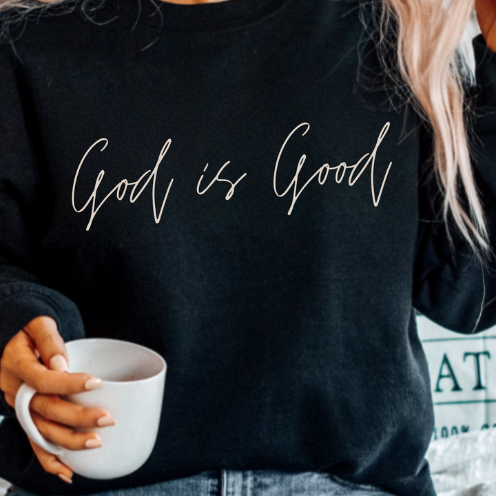 "God Is Good" Graphic Sweatshirt (Black/White)