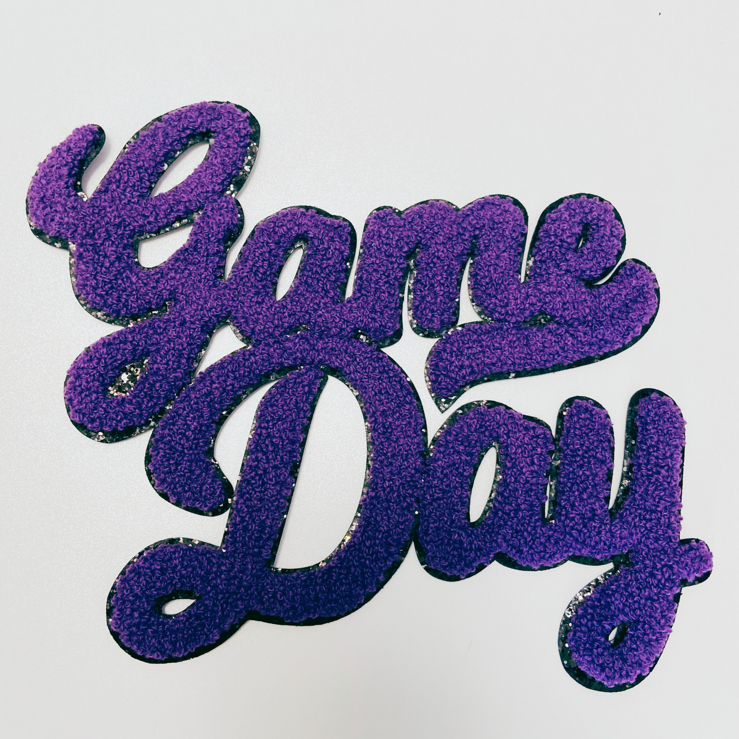 11” GAME DAY script in PURPLE - Chenille Patch