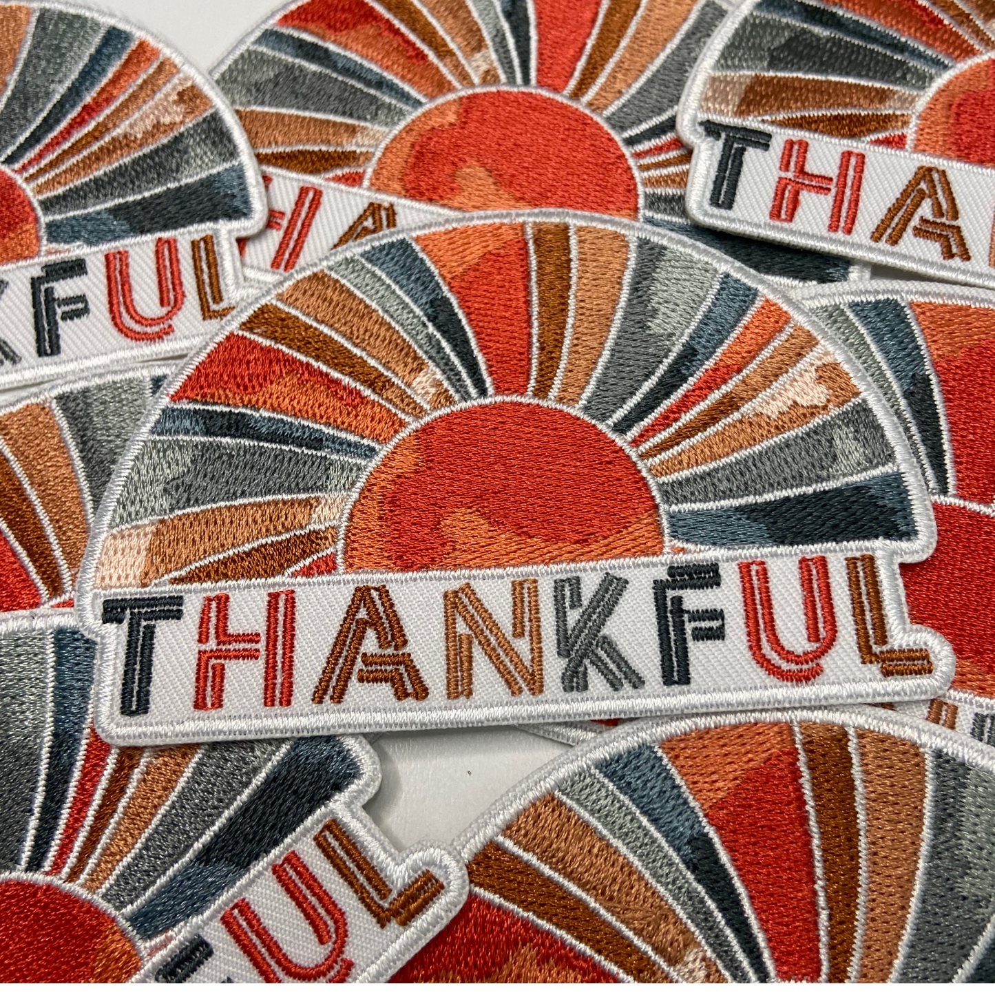 3 1/2" Thankful Sunrise -   Embroidered Hat Patch