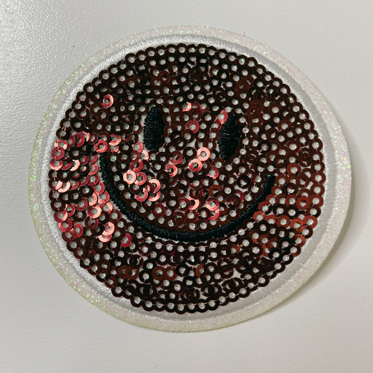 NEON Sequin Smiley Face Patch - 2.5" x 2.5"  - hat Patch