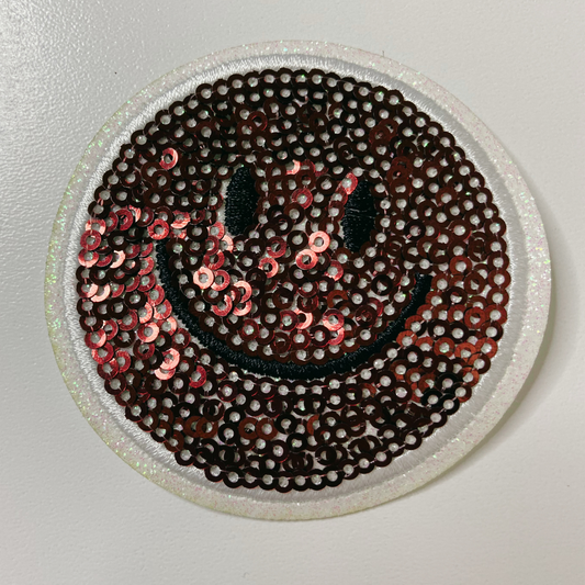 NEON Sequin Smiley Face Patch - 2.5" x 2.5" - hat Patch