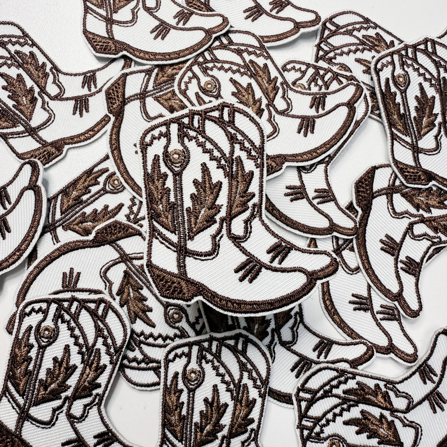 2" Cowboy Boots in BROWN  -  Embroidered Hat Patch