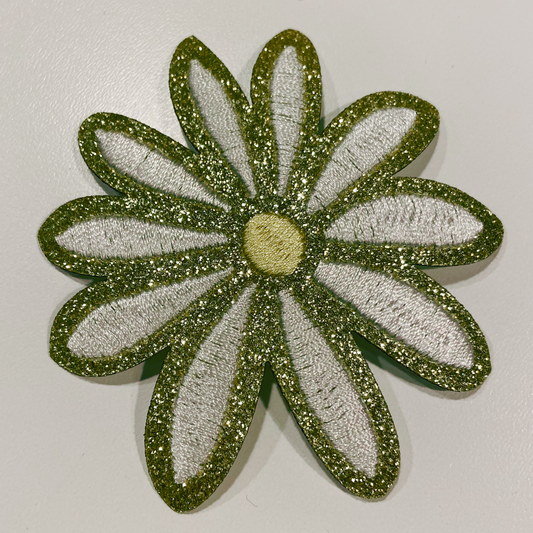 3" Glitter Flower - Embroidered Hat Patch