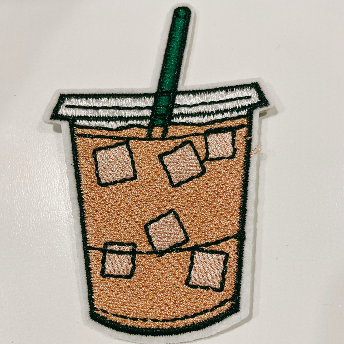 3.5" Iced Coffee  -  Embroidered Hat Patch