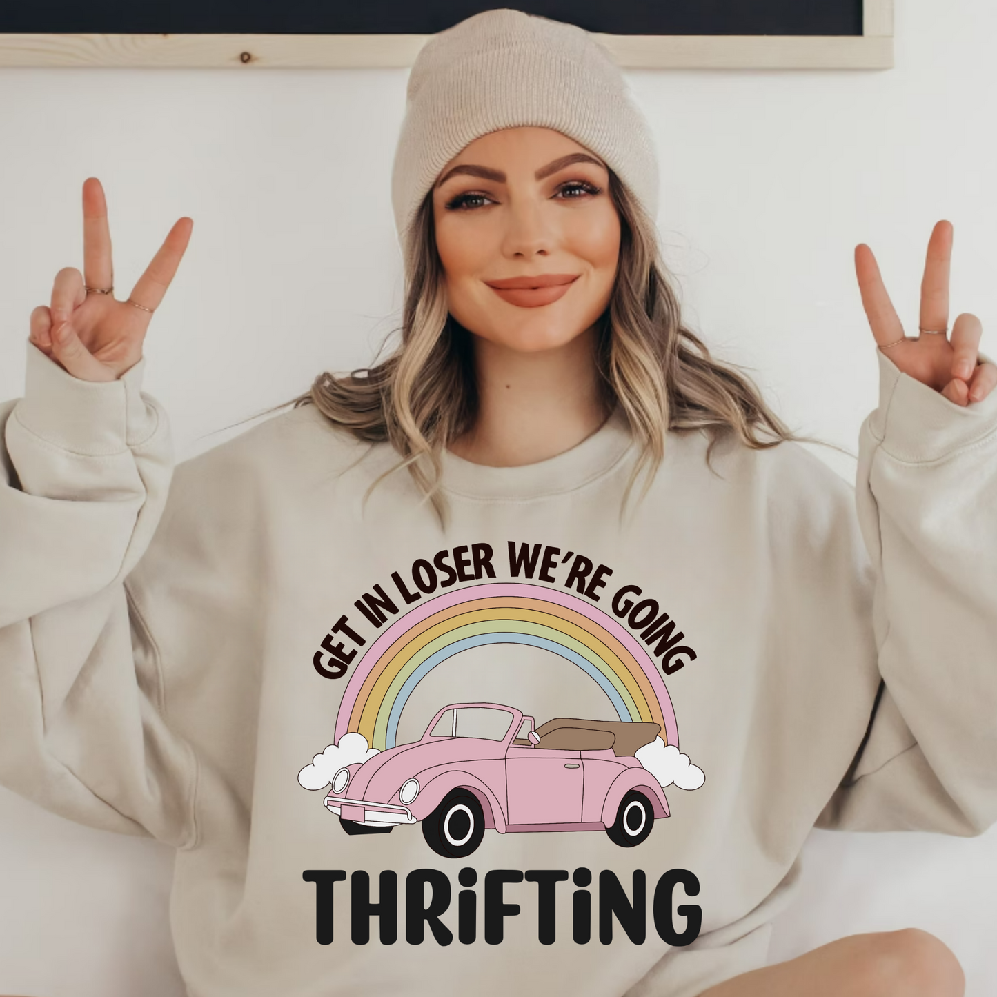 (shirt not included) Get in Loser We're going Thrifting - Clear Film Transfer