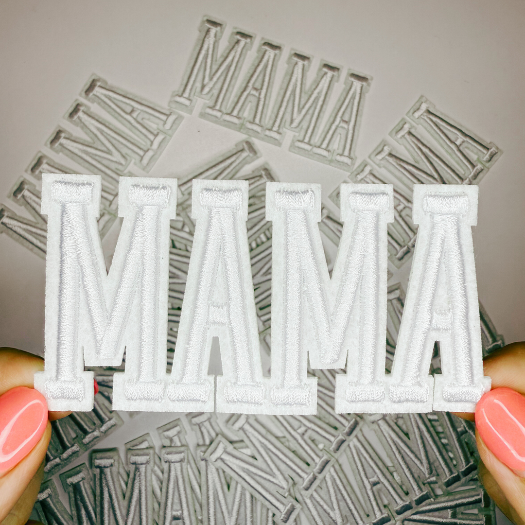 4" MAMA in WHITE or BLACK -  3D Embroidered Hat Patch