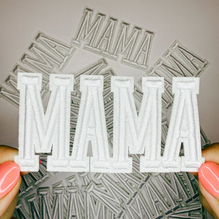 4" MAMA in WHITE or BLACK -  3D Embroidered Hat Patch