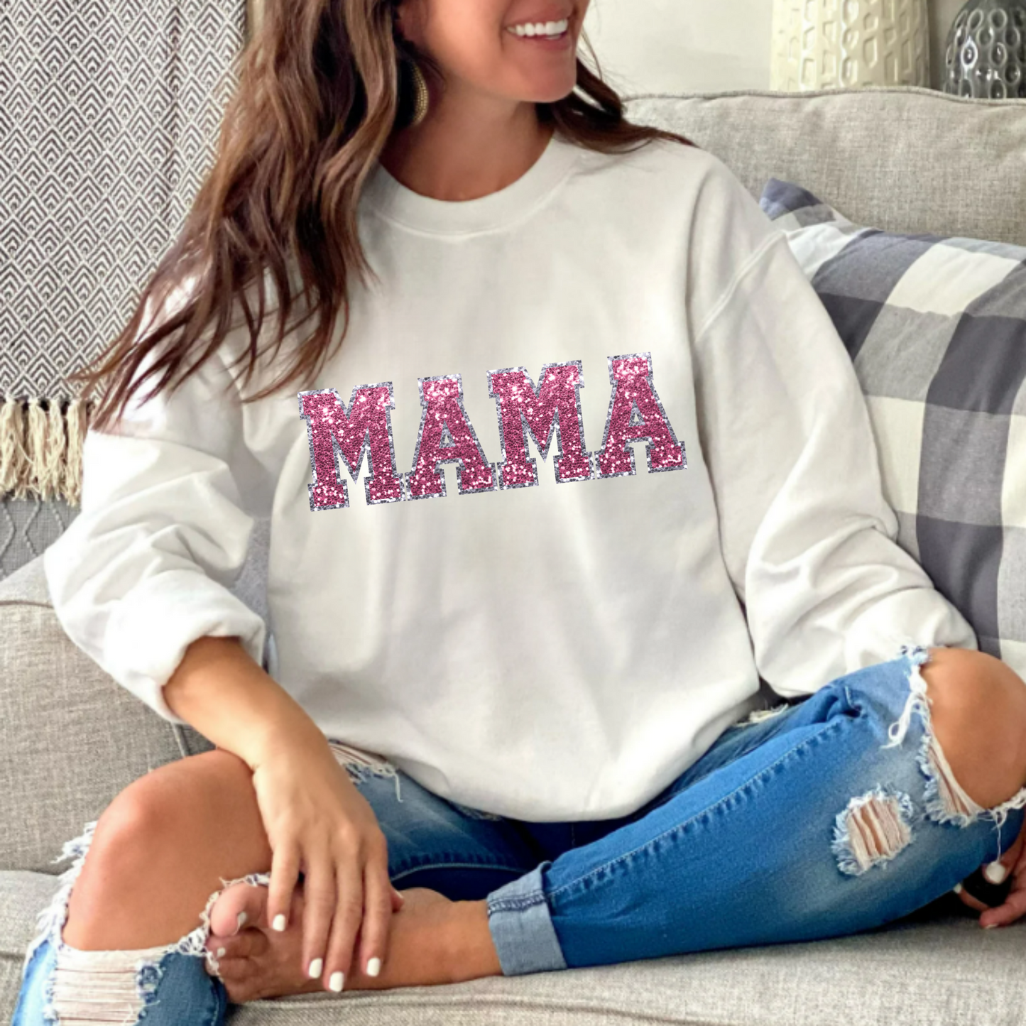 (shirt not Included) Faux Sequin MAMA / MINI - Clear Film Transfer