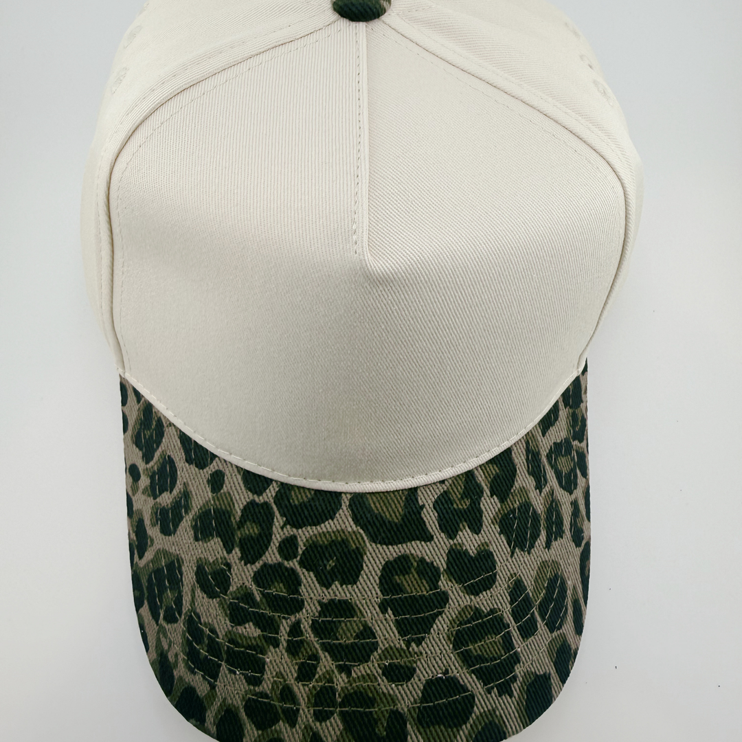 TEELUX - Cotton Structured Hat Blank -  SNAP BACK - Black &amp; Brown Animal Print