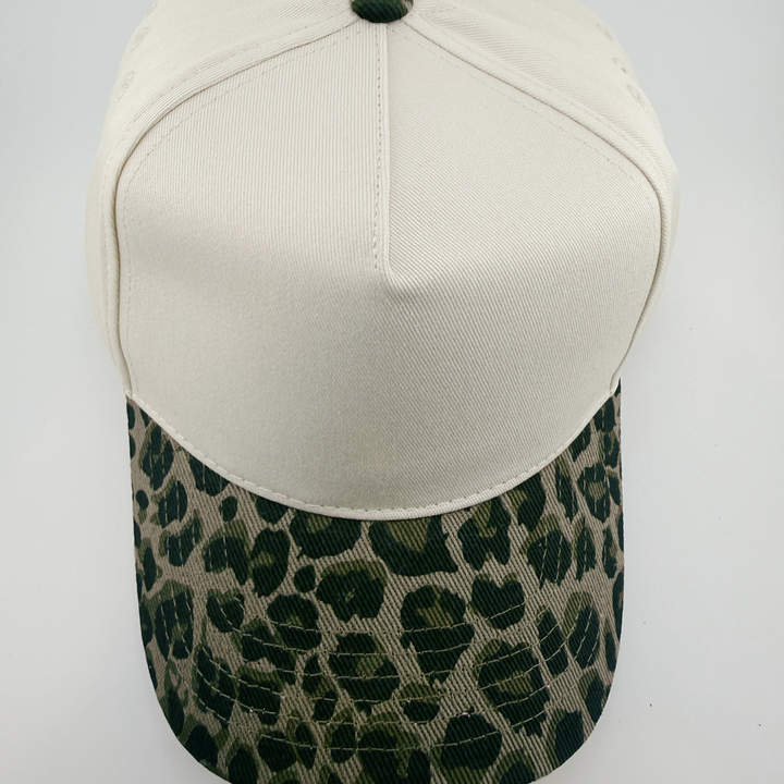 TEELUX - Cotton Structured Hat Blank -  SNAP BACK - Black &amp; Brown Animal Print