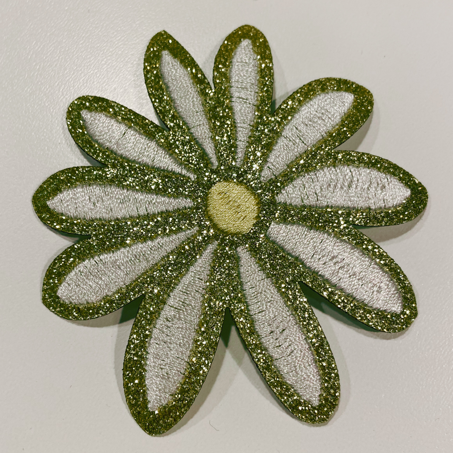 3" Glitter Flower -  Embroidered Hat Patch