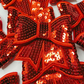 3" SEQUIN 3D Bow In RED - SEQUIN Hat Patch