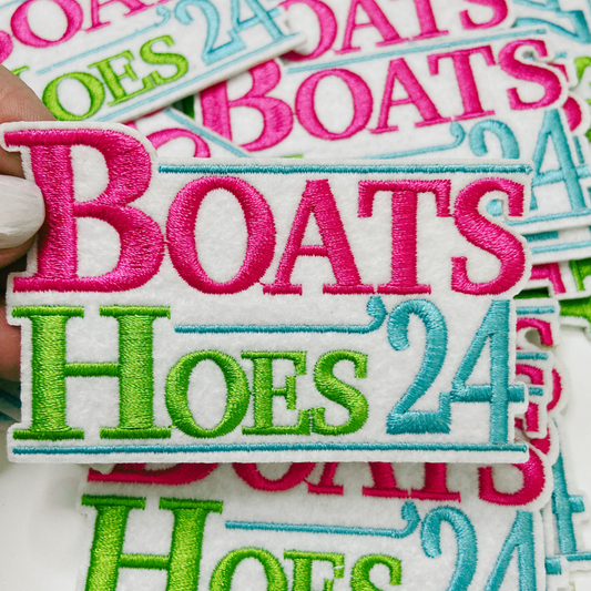 3.5" Boats Hoes 24' -  Embroidered Hat Patch