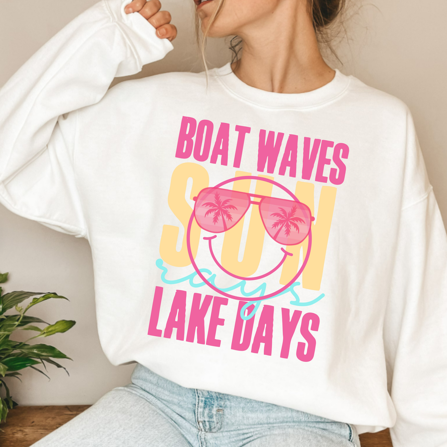 (Shirt not included) Boat Waves Lake Days -  Clear Film Transfer