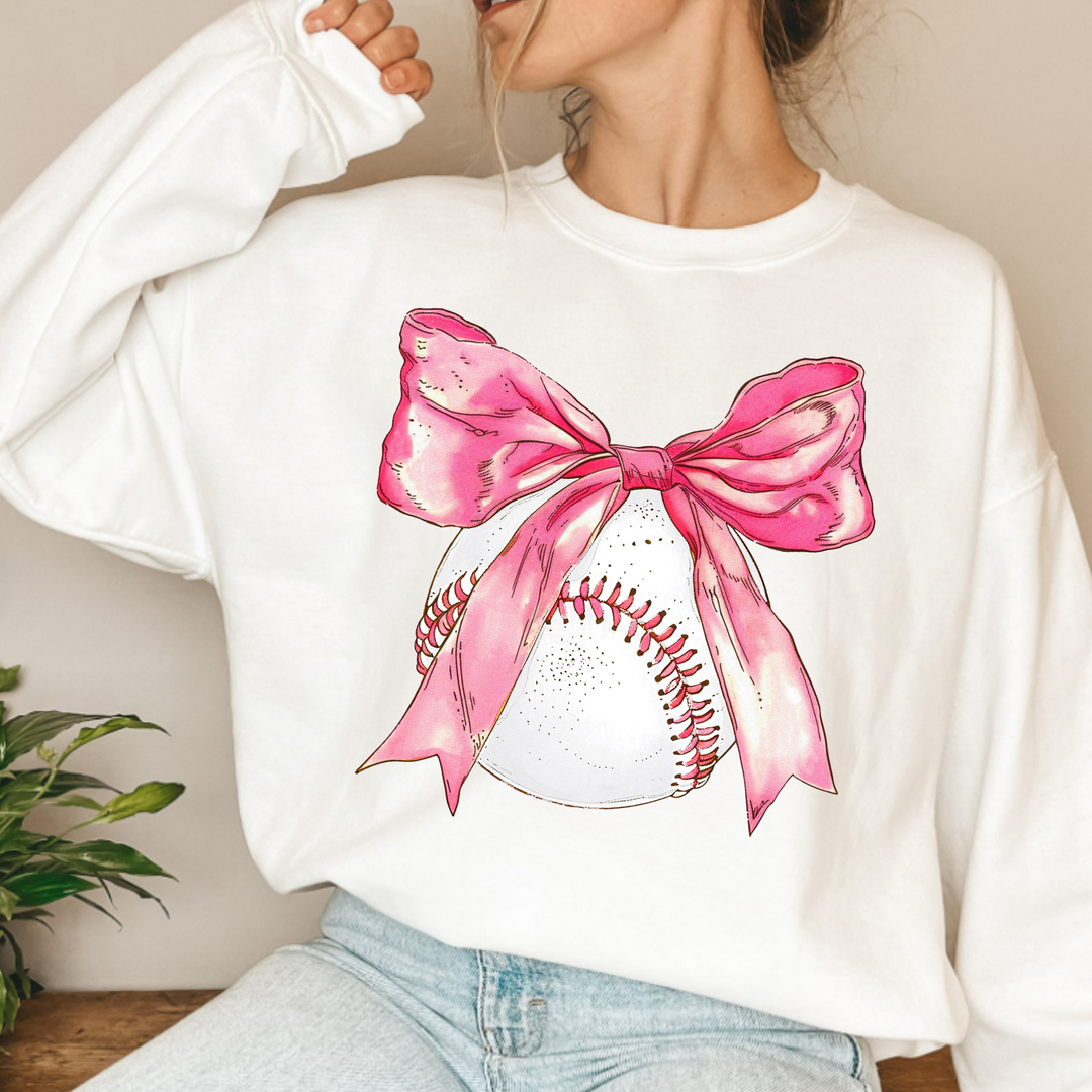 (shirt not included) Baseball Bow Pink - DTF (COLD PEEL)