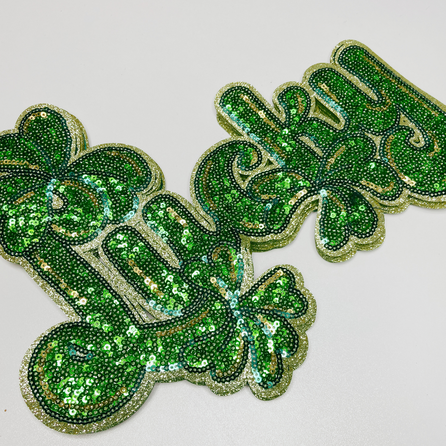 11” Lucky w Four Leaf Clovers - Sequin Patch