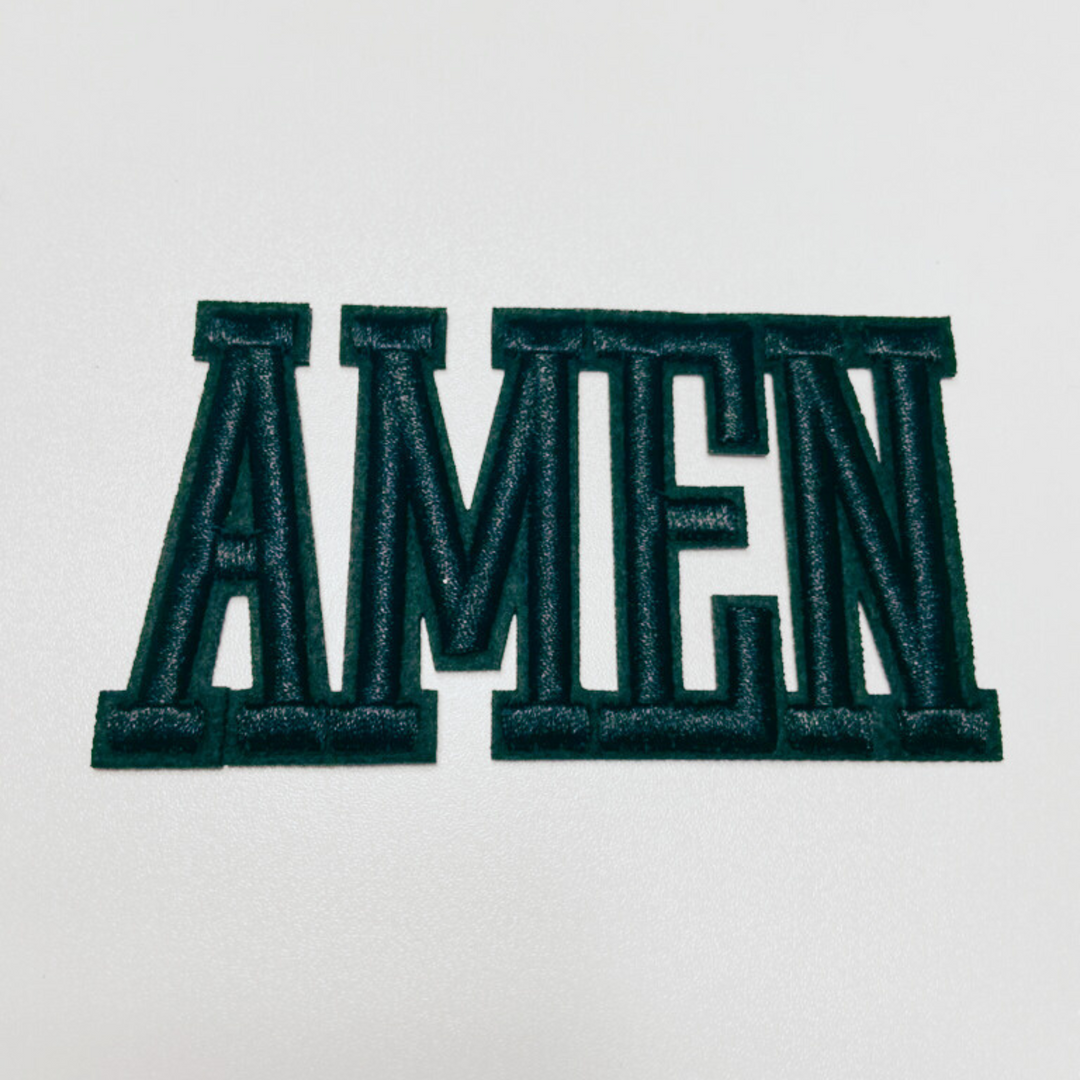 4" AMEN in Black -  3D Embroidered Hat Patch