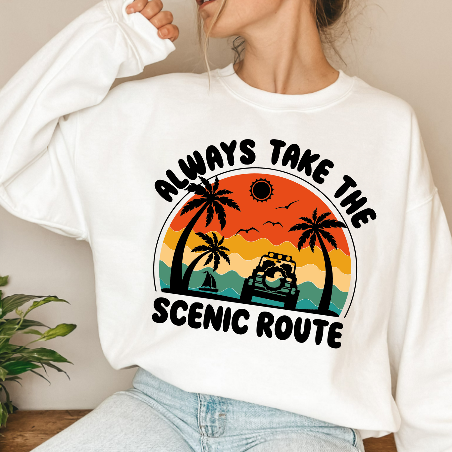 (shirt not included) Always take the scenic route - Clear Film Transfer