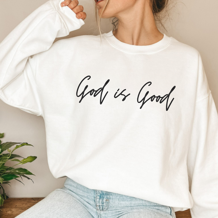 "God Is Good" Graphic Sweatshirt (Black/White)