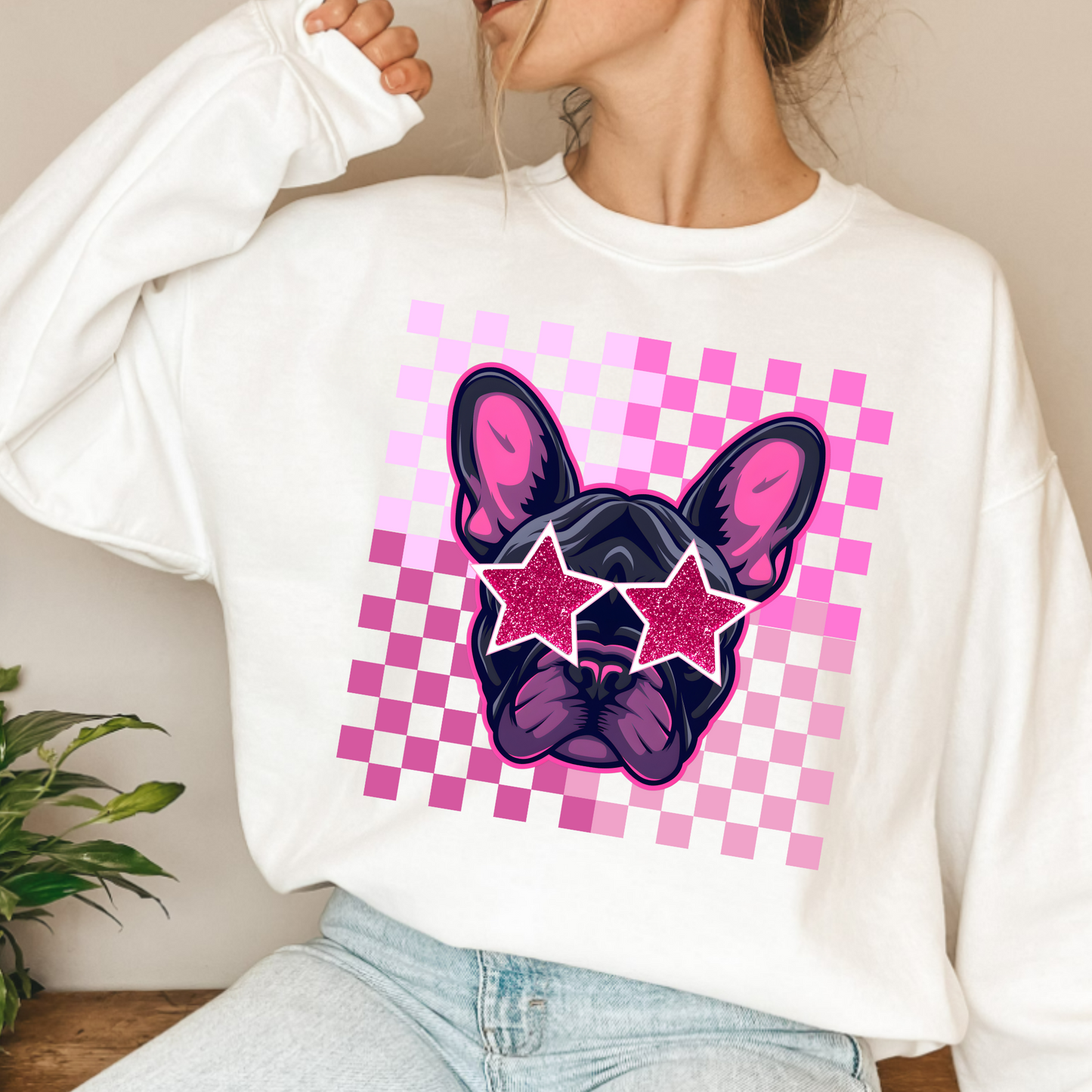 (Shirt not Included) FRENCHIE  - Hot Pink   Clear Film Transfer