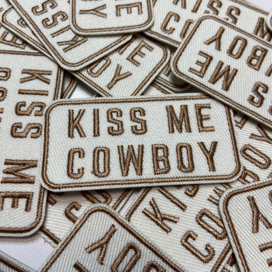 2.5" Kiss Me Cowboy - Embroidered Hat Patch