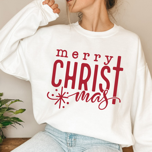 (shirt not included) Merry ChrisTmas In RED- Screen print Transfer