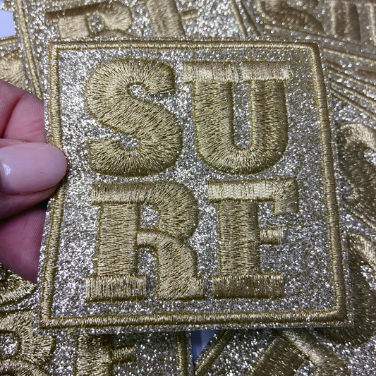 3" SURF in Gold - Embroidered Hat Patch
