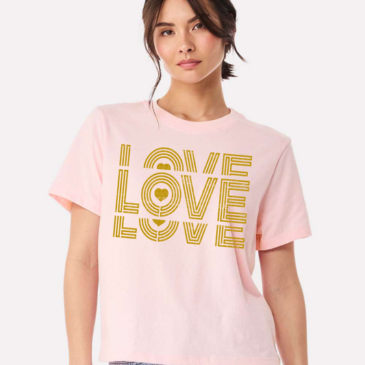 Graphic T Shirt - LOVE LOVE LOVE (Metallic) - 100% Cotton