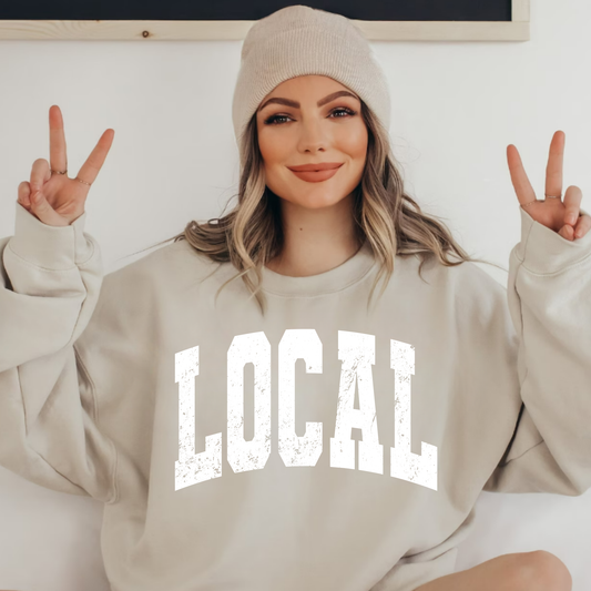 (shirt not included) LOCAL in White -  Screen print Transfer