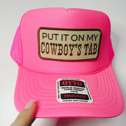 4" Put it on my COWBOYS TAB -  Embroidered Hat Patch