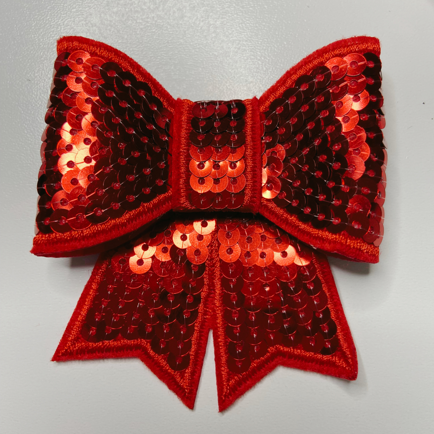 3" SEQUIN 3D Bow In RED - SEQUIN Hat Patch