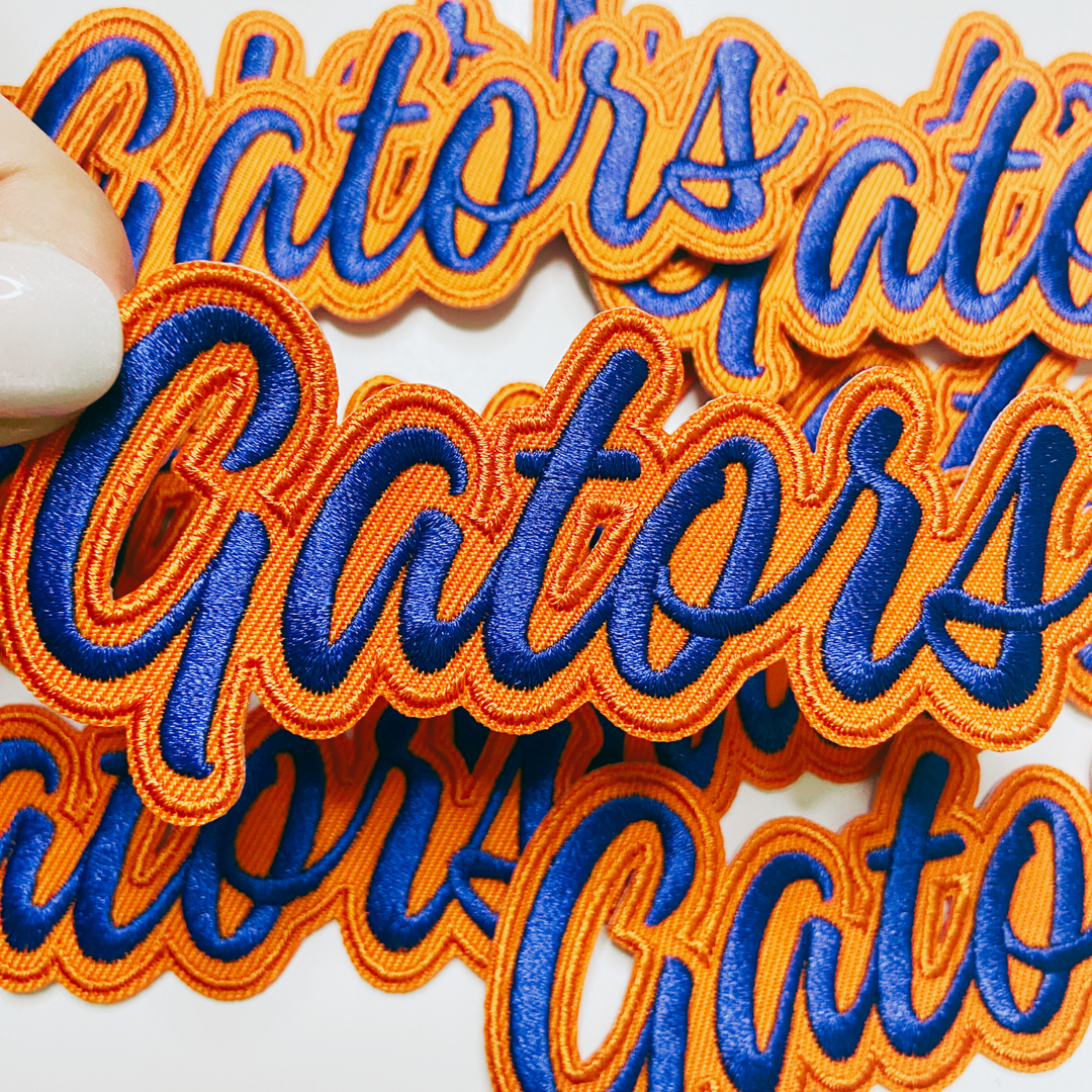 4" Gators in Orange &amp; Blue -  Embroidered Hat Patch