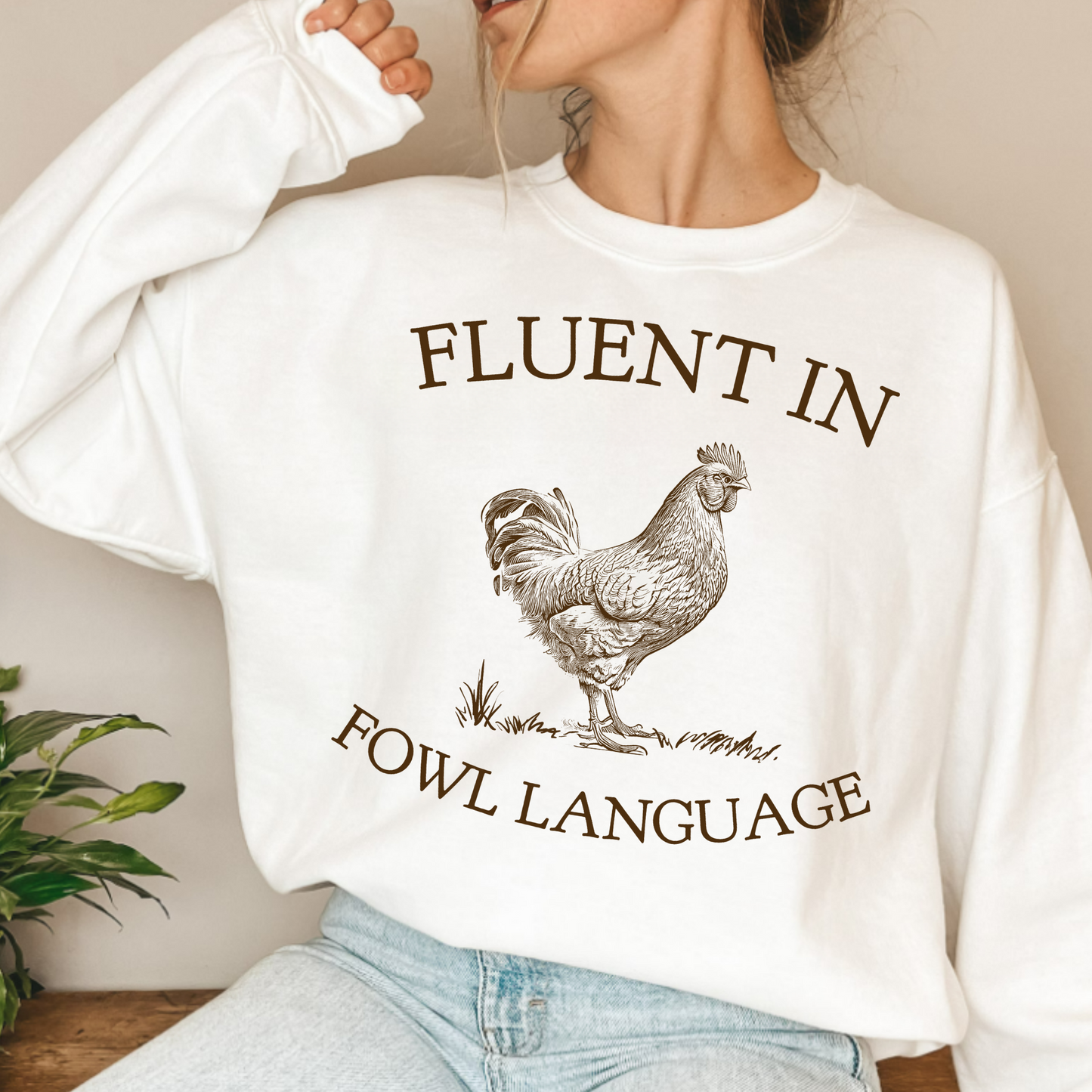 (Shirt not included) Fluent in Fowl Language - Dark Brown  Screen print Transfer
