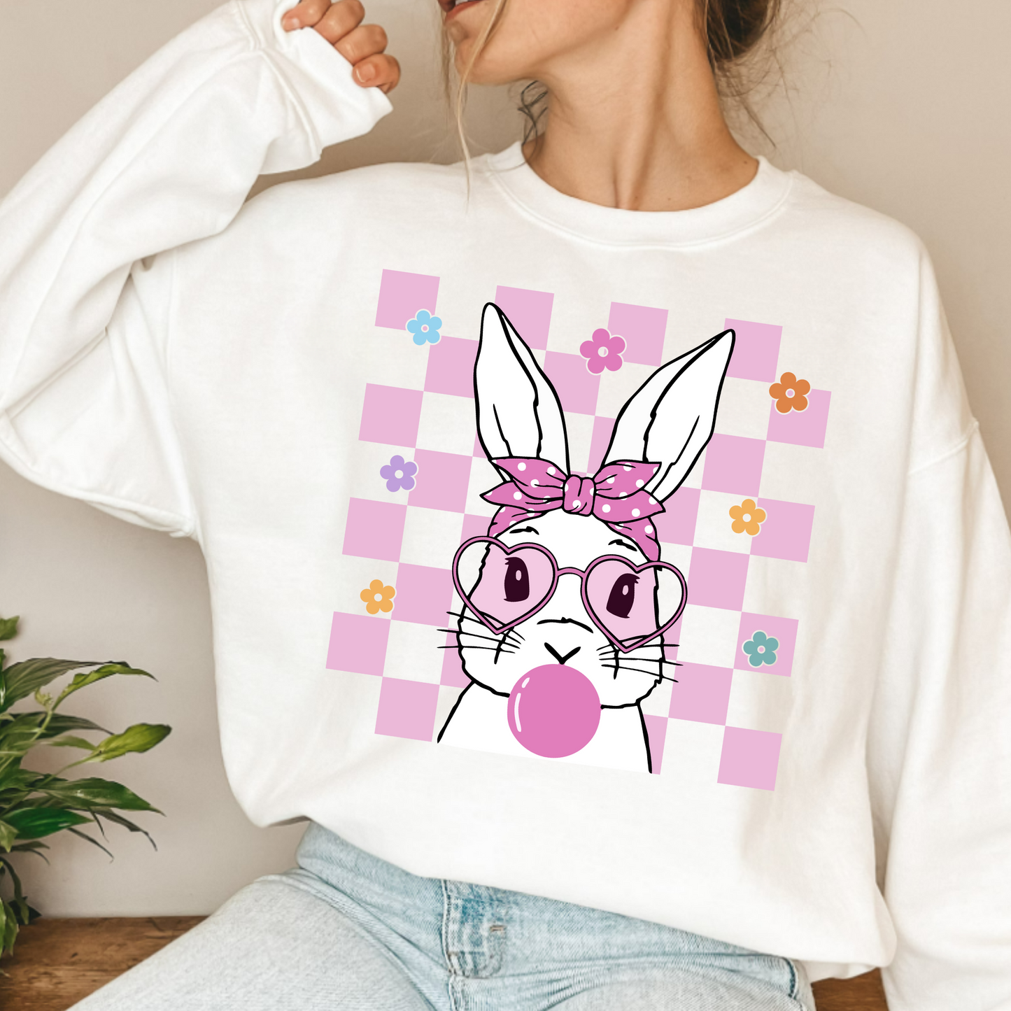 (Shirt not included) Groovy Bunny  -  Matte Clear Film Transfer