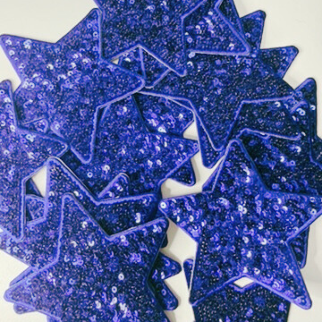 4" ROYAL BLUE Star - Sequin Embroidered Hat Patch