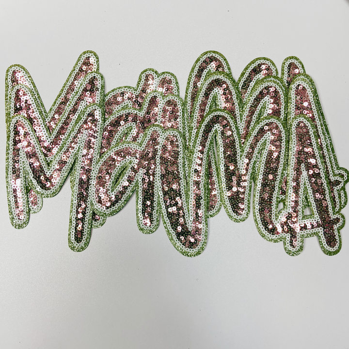 11” Mama in Pink &amp; Gold - Sequin Patch