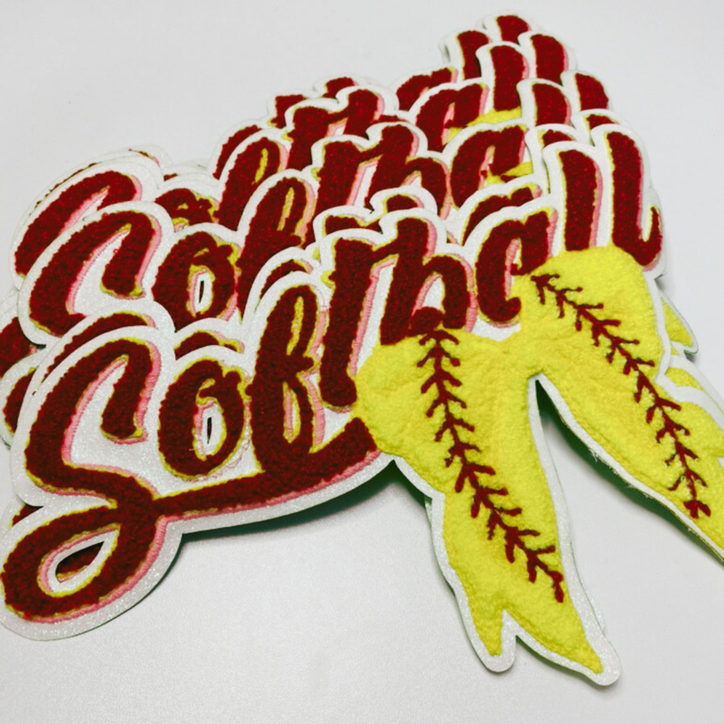 Softball with Bow  - Chenille Patch