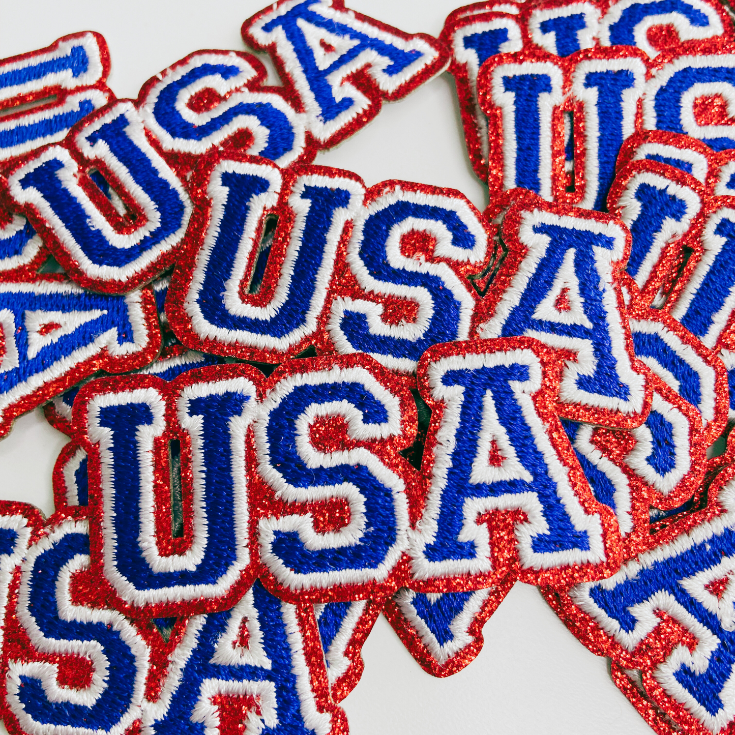 2.5" Glitter USA Hat Patch   -  Embroidered hat Patch