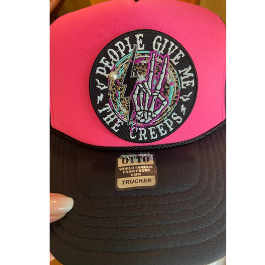 3" People Give Me the Creeps - Embroidered Hat Patch