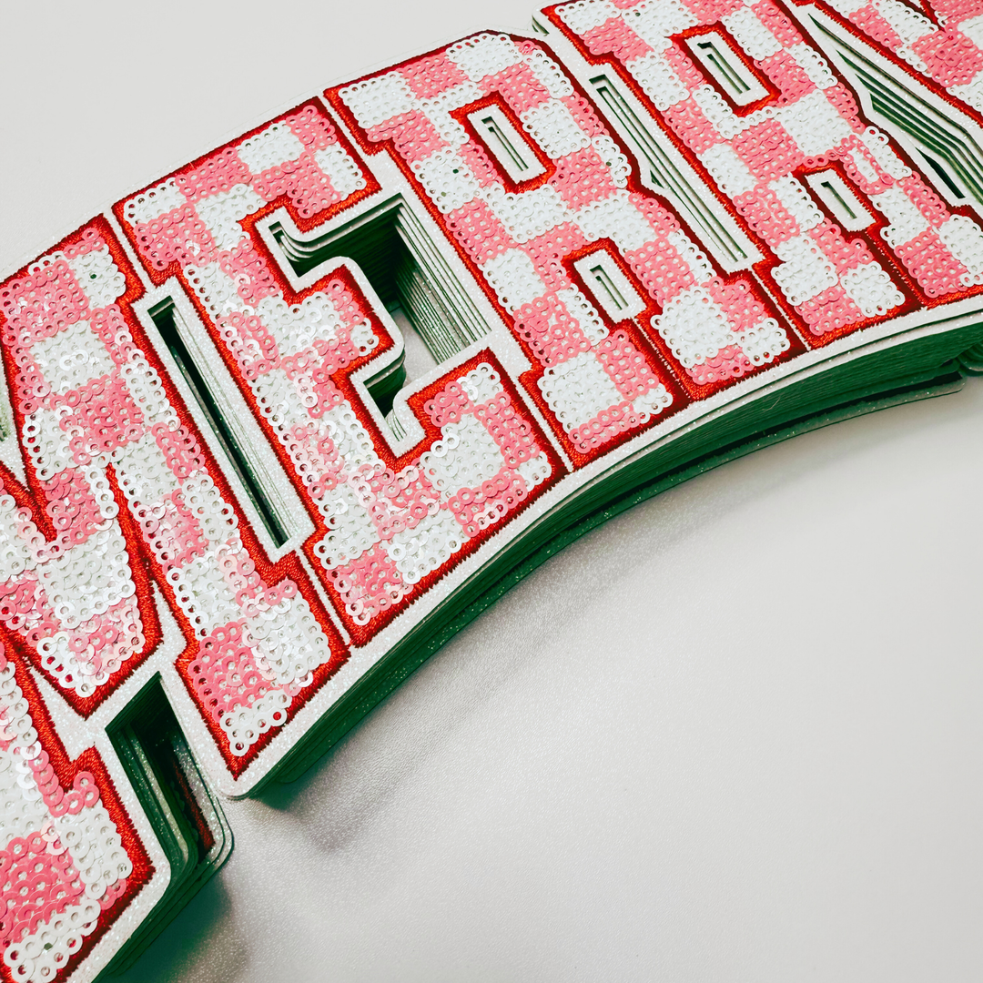 10.5" inch MERRY checkered - Sequin Patch