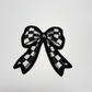 2" Checkered Black & White  Bow -  Embroidered Hat Patch