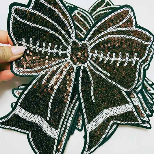 8" x 10" Football Bow - SEQUIN Patch