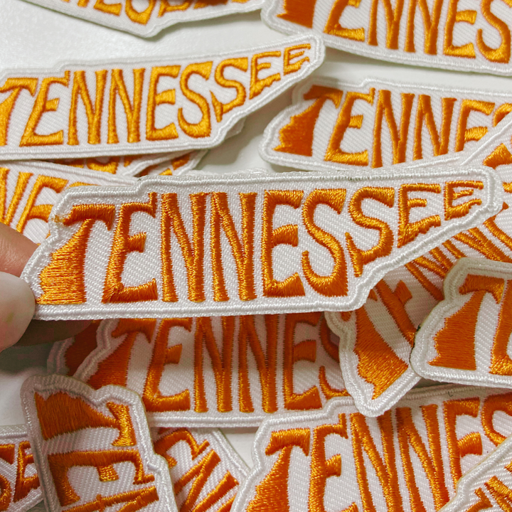 3" Tennessee State -  WHITE &amp; Orange -  Embroidered Hat Patch