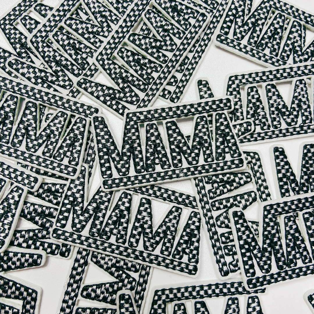2 1/4" SMALL Checkered Mama in Black &amp; White  -  Embroidered Hat Patch
