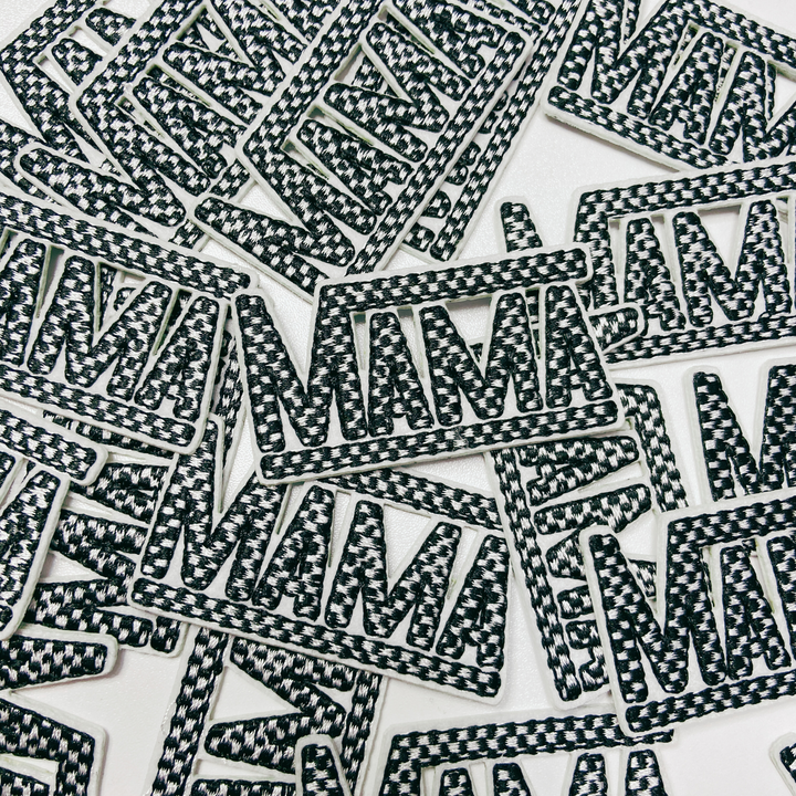2 1/4" SMALL Checkered Mama in Black &amp; White  -  Embroidered Hat Patch