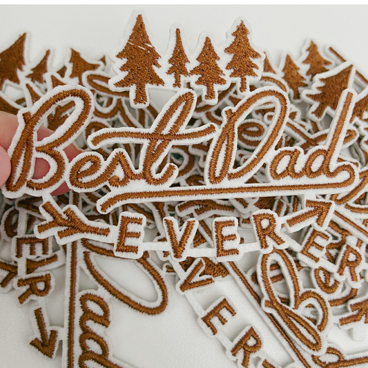 3" Best Dad Ever in Brown - Embroidered Hat Patch