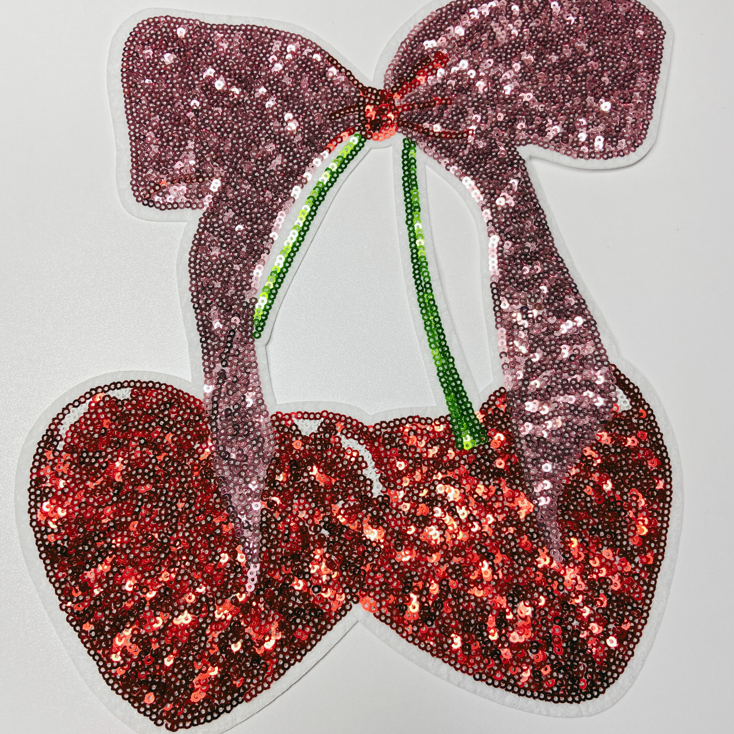 10” Cherry Heart Bow- Sequin Patch