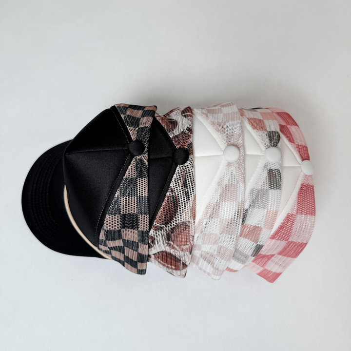 TEELUX - TRUCKER HAT BLANK - Beige Neutral Checkered