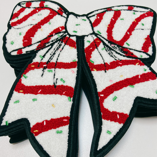 10.5"  Christmas Bow  - Chenille Patch